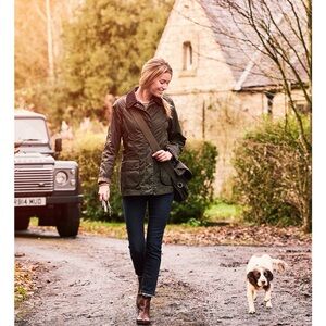 Barbour Olive Utility Jacket with Plaid Lining